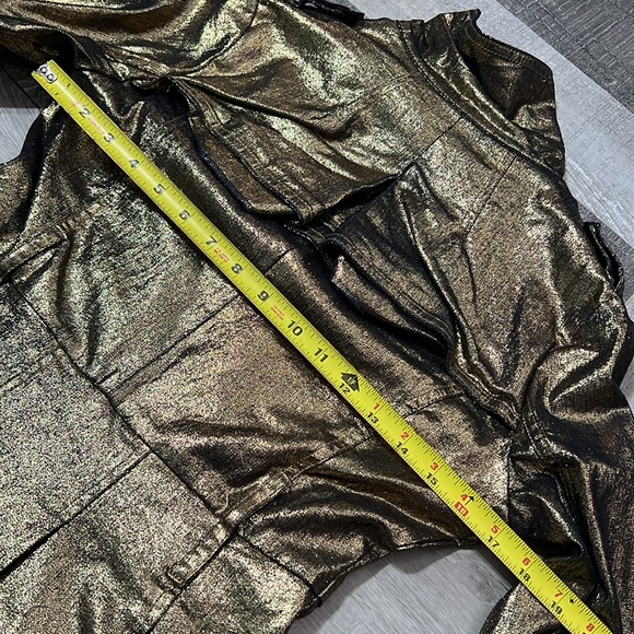NWT Wet Seal Statement Gold Metallic Trench Style Jacket Blazer Double Breast XS - Picture 10 of 11